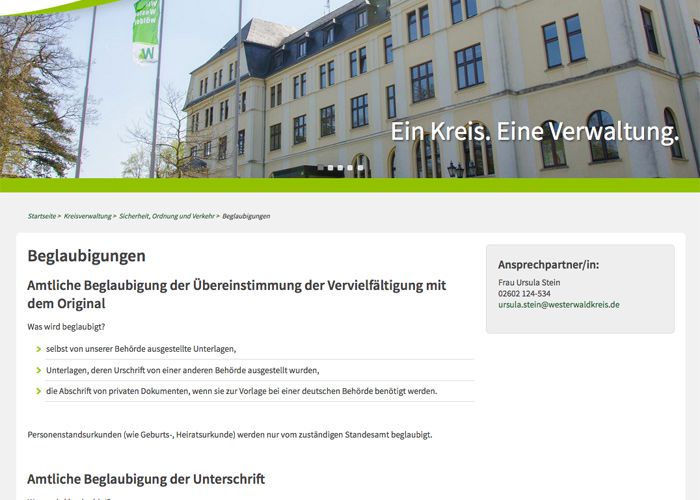 Detailansicht Webdesign Stadtverwaltung Kreisverwaltung Montabaur
