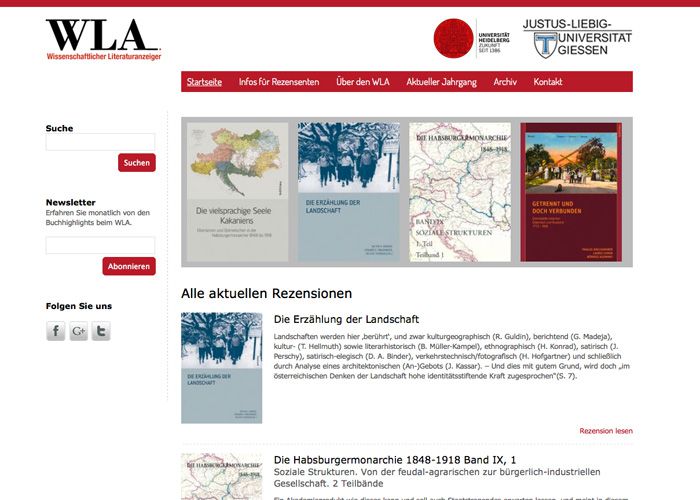 WLA Online Screenshot der Internetplattform