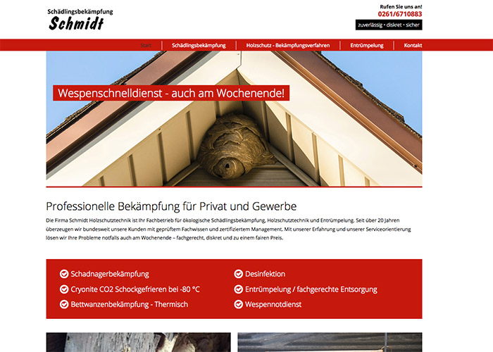 Webdesign Schädlingsbekämpfung in Koblenz