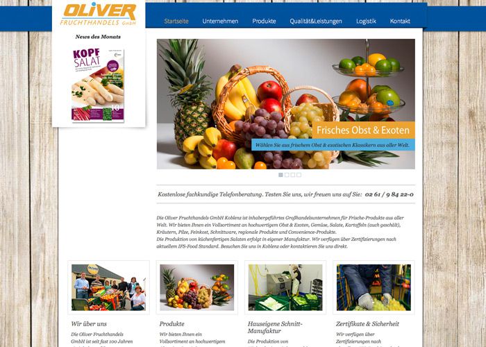 Webdesign Startseite Oliver Fruchthandel