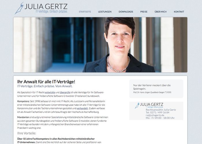 Julia Gertz Rechtsanwältin Webdesign