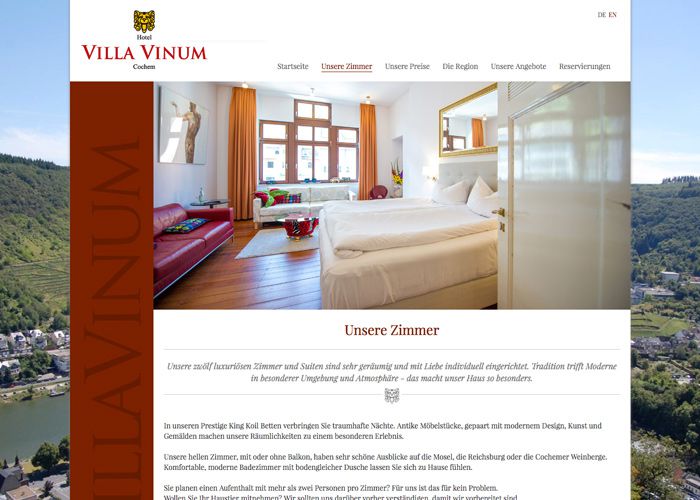 Villa Vinum - Restaurant und Hotel Webdesign